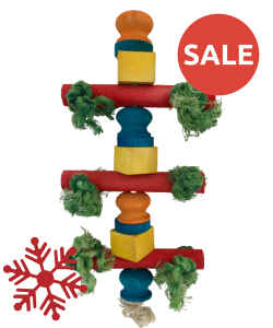 Parrot-Supplies Chock-A-Block Wood and Rope Parrot Toy